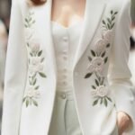 White Embroidered Blazer Stitching